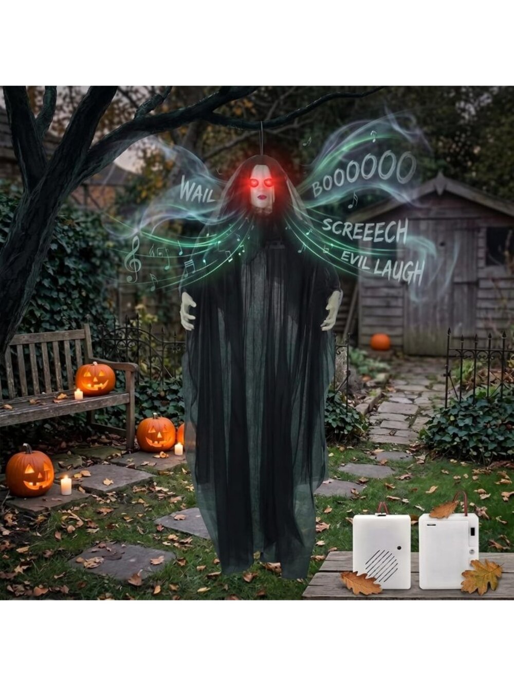 Life-Size Halloween Bride Decor - 66" Outdoor Spooky Decoration, Black